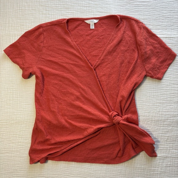 Time and Tru Tops - Time and Tru Women's Coral Short Sleeve Top